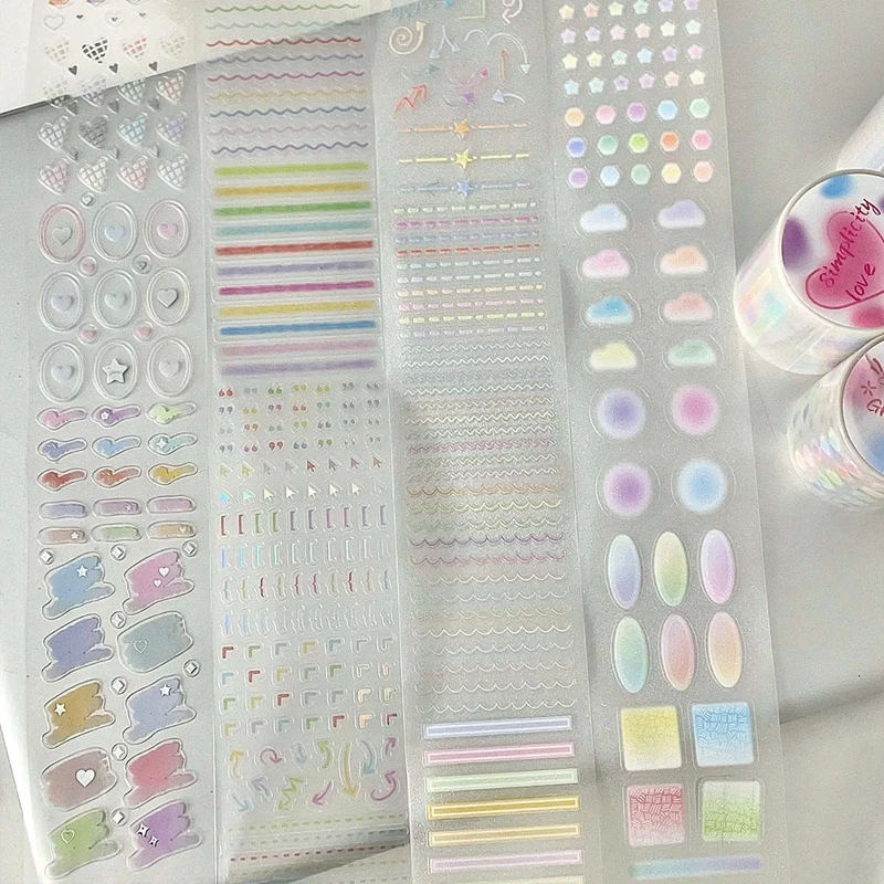 Korean Ins Cute Star Heart Basis Tape Scrapbooking Journal Decorative Adhesive Tapes DIY Material Sticker Stationery 5