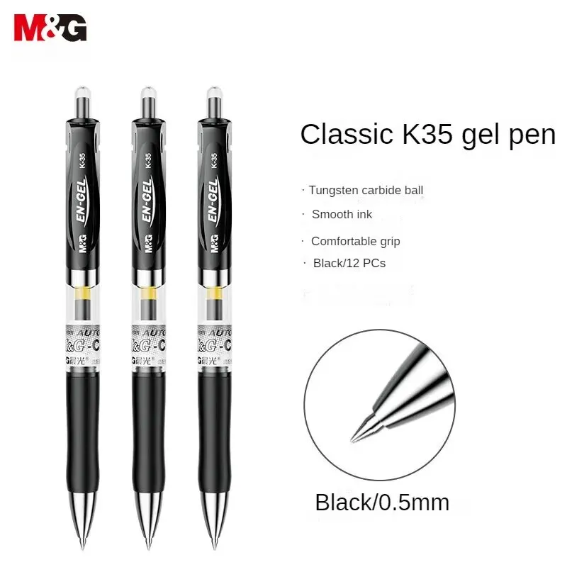 M&G 12 pcs Gel Pen K35/0.5mm Click Gel Pens Classic Bullet Signature, Student/office Pen Black/Blue 2