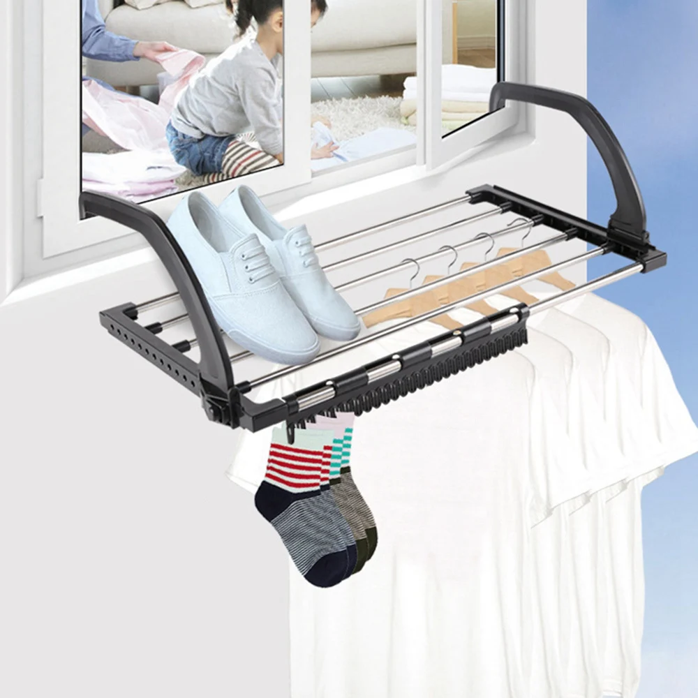 Balcony Drying Shoe Rack Folding Window Diaper Drying Rack Laundry Clothes Dryer, Indoor Towel Storage 40cm