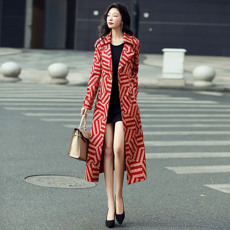 Popular Trench Coat Women 2023 New Spring and Autumn Long  Over The Knee Fashion Temperament Korean Version of Small Coat casual women s clothing 2022 spring summer thin fashionable elegant printing temperament graceful dignified knee length skirts