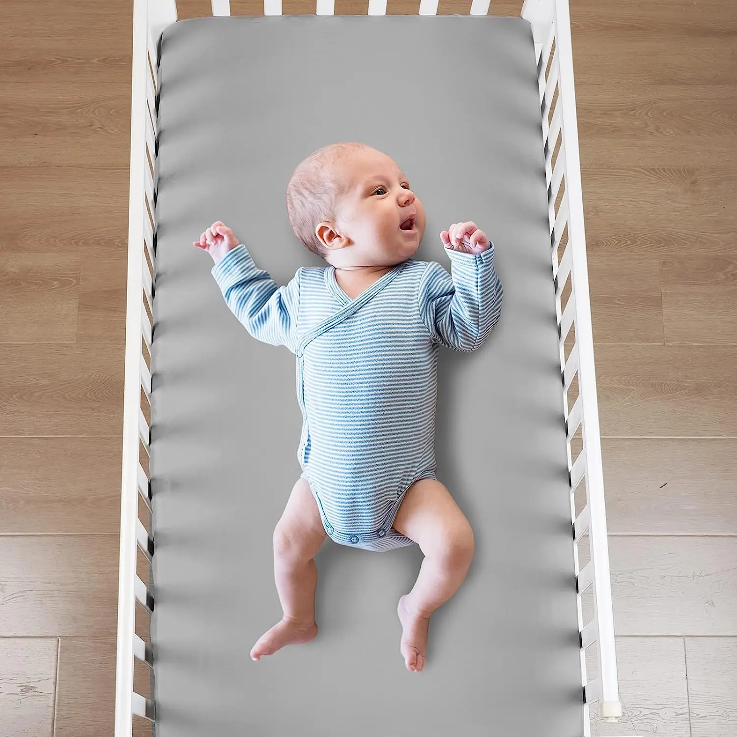 Microfiber Fitted Crib Sheets for Baby Boys Girls Cozy & Soft Solid Color Toddler Bed Sheets for Standard Crib Mattr 5