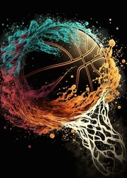 Vibrant Basketball Art Prints on Canvas - Colorful Sports Wall Decor - 50X70cm No Framed (E)