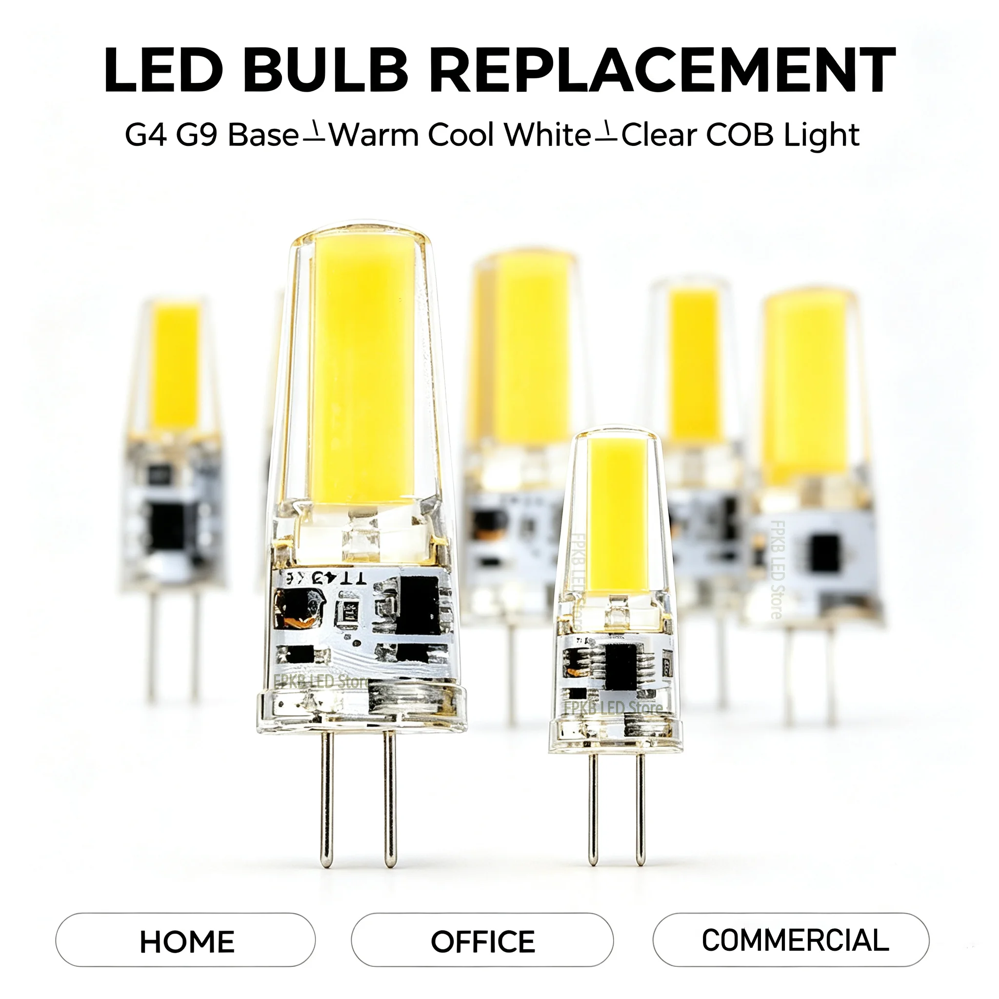 Set of 10 Dimmable LED COB Mini Bulbs - 6W Candle Light Replacements for Chandelier and Spotlight