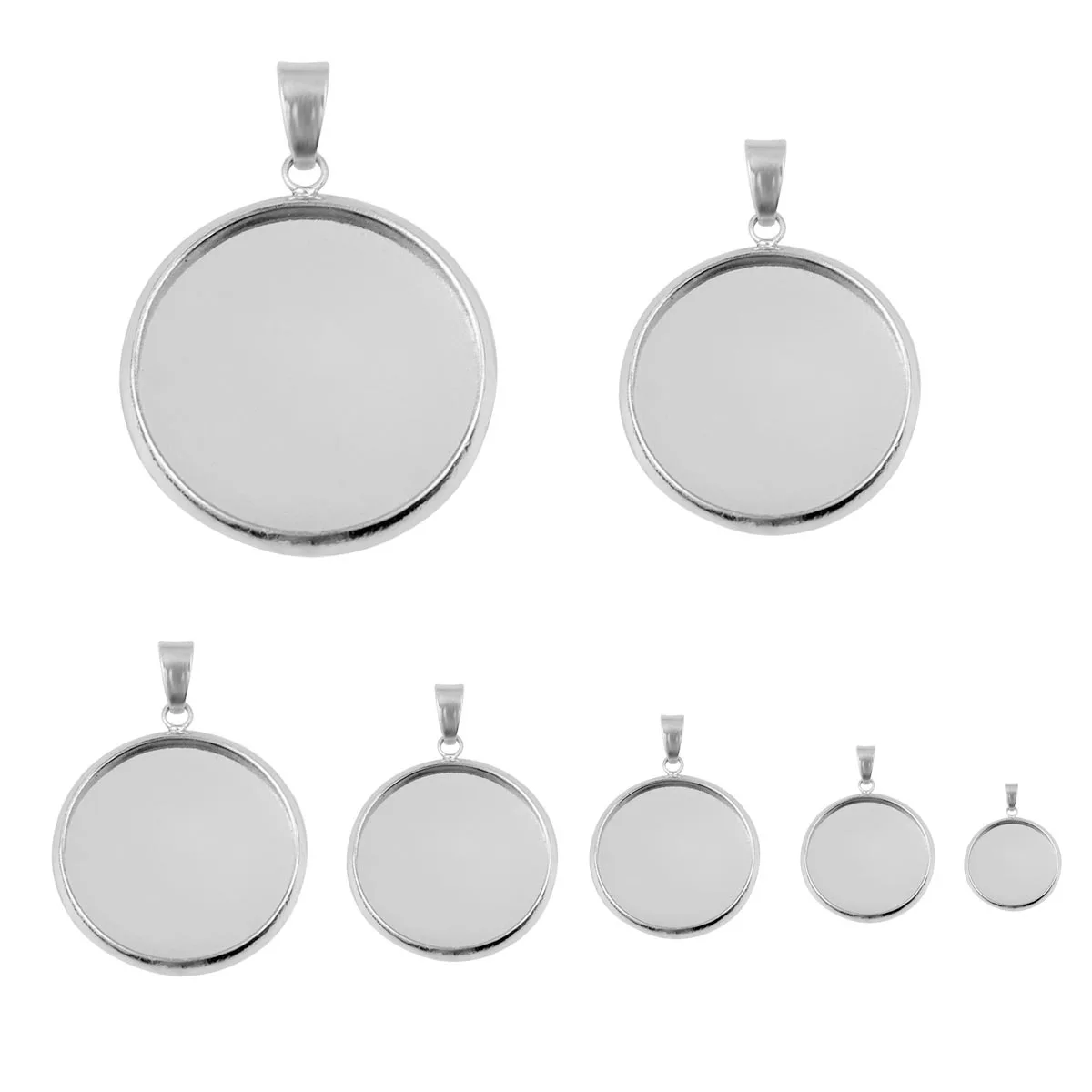 

Round Stainless Steel Pendant Base for DIY Jewellery Making Gem-settable Concave Cabochon Necklace Pendant Customizable Findings