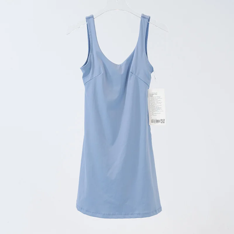 Women's Sports Dresses Short Skirts Nylon High Stretch Breathable Back Tank Short Dress Breathable Tennis Skirt