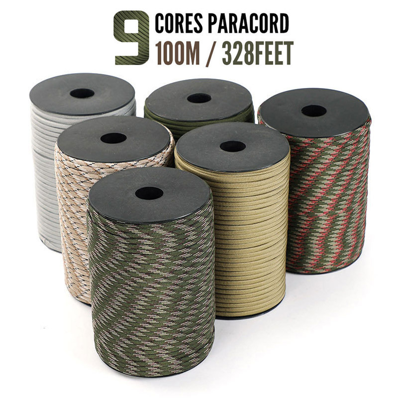 50/100m 650 Military Paracord 9 Strand 4mm Tactical Parachute Rope For DIY Making Lanyard Bracelet Dog Collar Tent Accessories