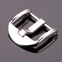 Elegant Silver Polished Stainless Steel Watch Band Buckle - Premium Strap Accessory - 18mm (Silver whitout logo)