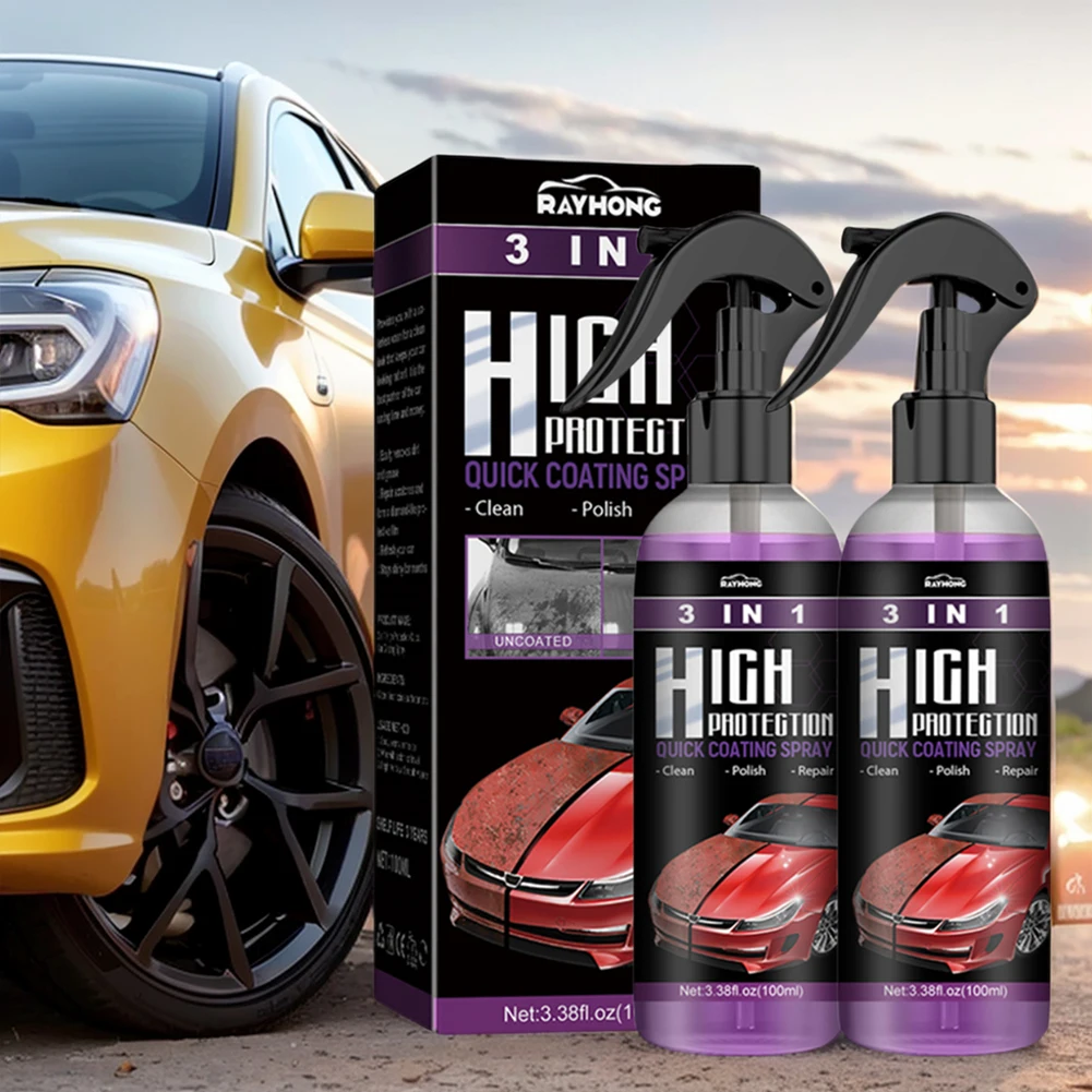 2 Set 3 In 1 Polishing Spraying Wax Car Ceramic Coating Spray 100ml Car Scratch Repair Glass Hydrophobic Coating Paint Care