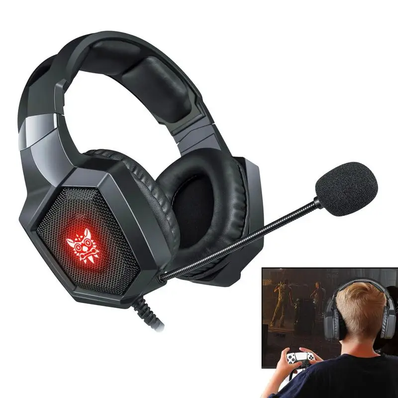 

Игровые наушники с шумоподавлением, наушники RGB, черные наушники для сотового телефона, наушники для компьютера, планшета, наушники