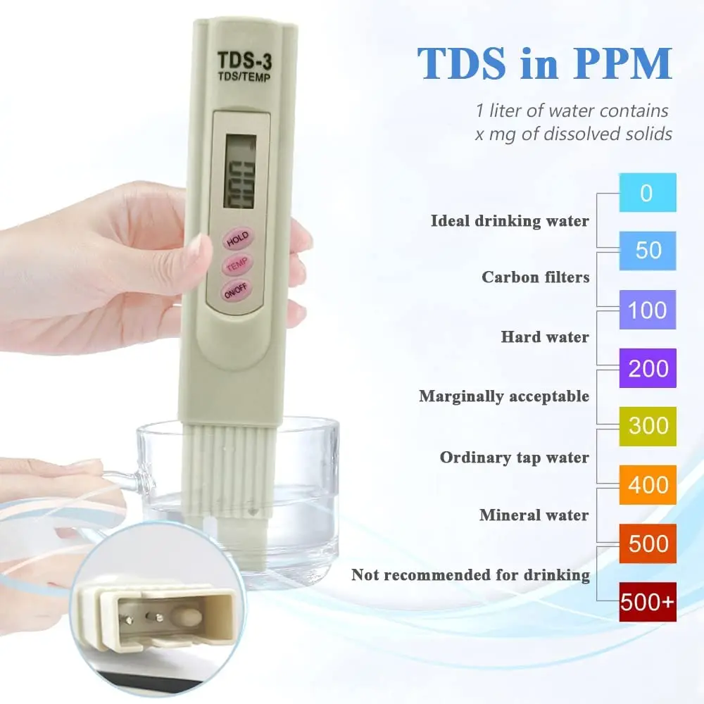 Handheld TDS Digital Water Tester Water Test Pen Water Quality Analysis Meter Water Purity Check 0-9999 PPM for Aquarium 2