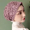 Beading Muslim Turban Caps Lace Headcover Islamic Wrap Head Turbante Summer Bonnets For Women Embroidery Flower Hijab Church Hat 4