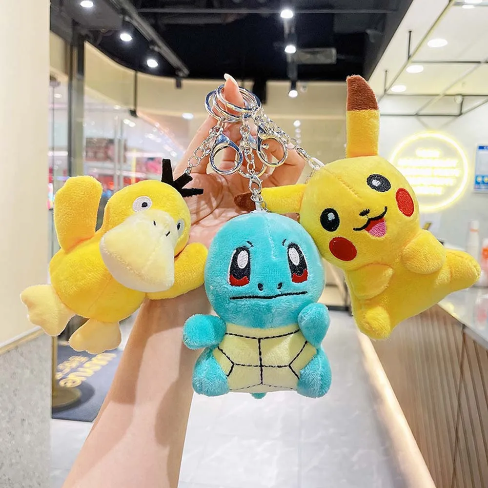 Anime pokemon peluche portachiavi pikachu Psyduck Squirtle zaino peluche  ciondolo pokragon portachiavi accessori per bambole regalo giocattolo