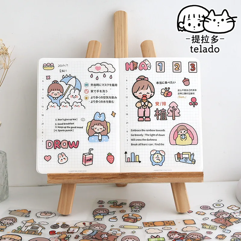 20 pz/set Kawaii Journal Sticker PET Stationery Scrapbooking diario decorazione adesivi per telefoni