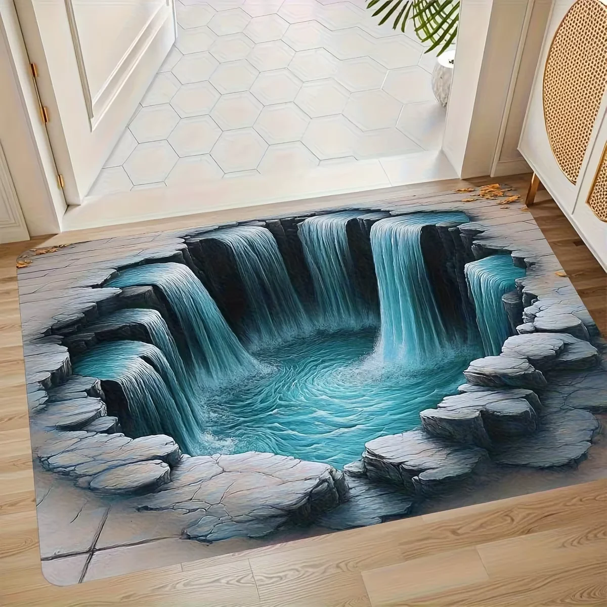 Doormat with geometric optical illusion pattern