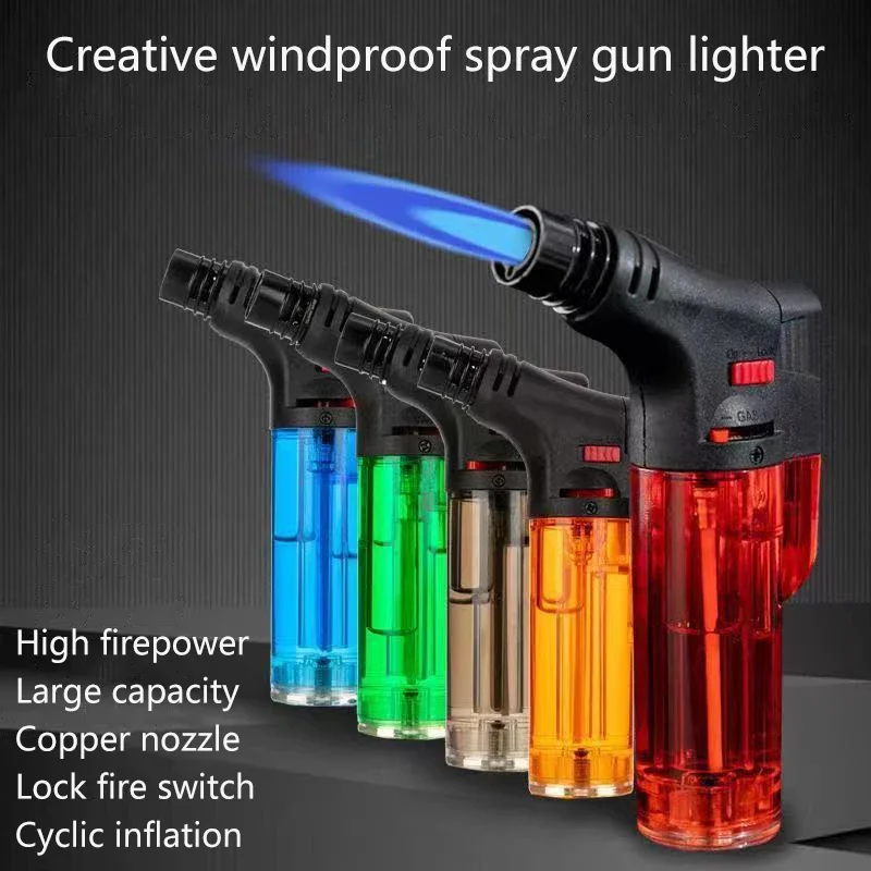 Description Picture 3 of itemWindproof Metal Gas Torch Lighter Portable Cigar Lighter Powerful Turbo Inflatable Butane Jet Flame Lighter Kitchen BBQ Ignition