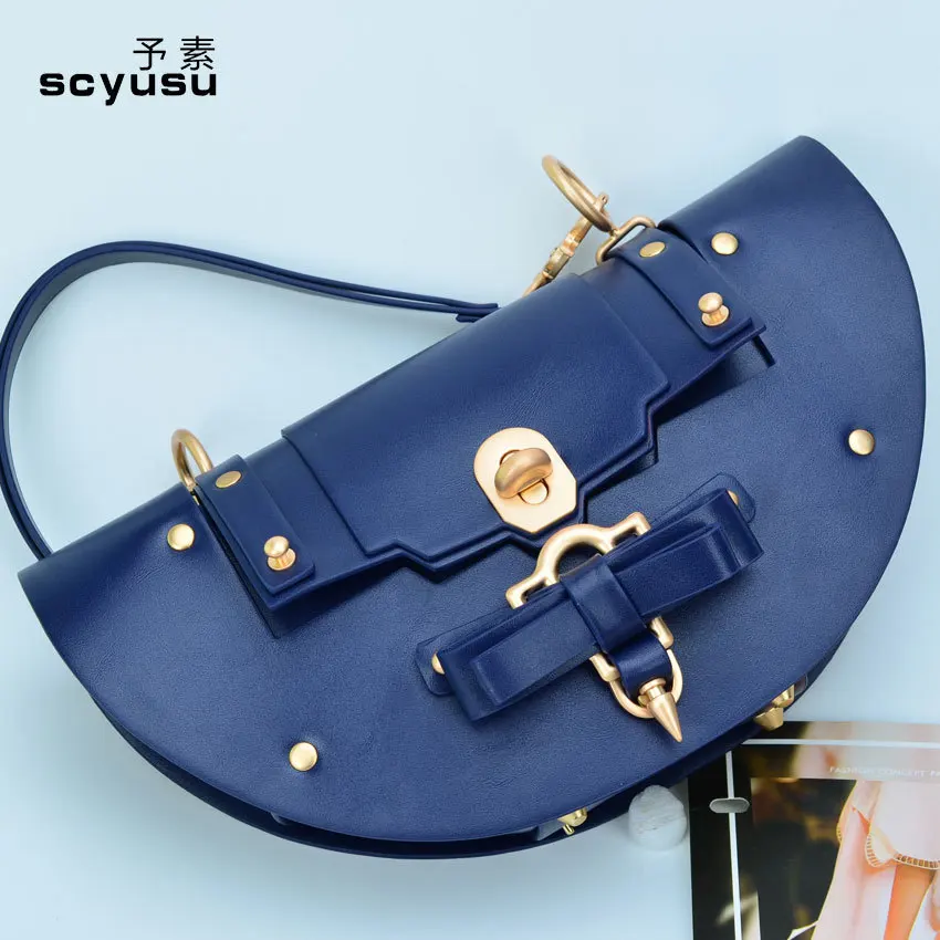 

2024 New Women's Bag Ostrich Pattern Half Round Handbags Bow Tie Rivet Lock Buckle Female Shoulder Pocket Small Crossbody Purses