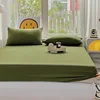 Washed Cotton Fitted Sheet with Elastic Bands Non Slip Adjustable Mattress Cover for Double King Queen Bed 90x200 150x200 180 4