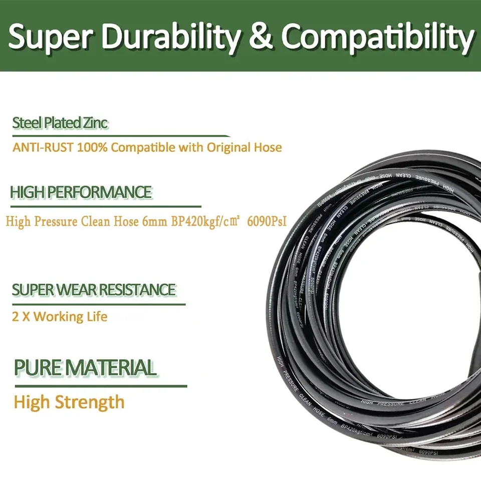 Tubo 3200 PSI Tubo Per Idropulitrice 50 Piedi (15m), M22 X 14mm, Pressione Max 3200 PSI - Proven Part Bomba A Mano