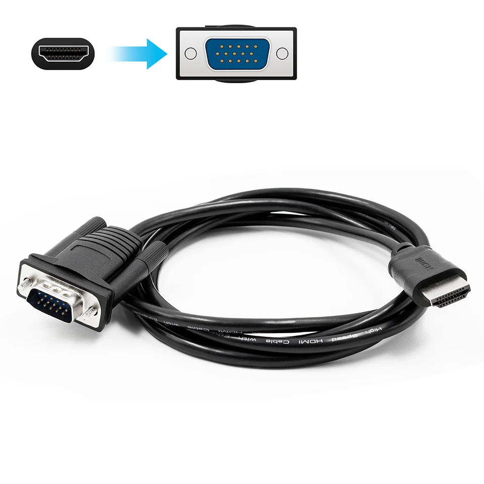 1.5m HDMI VGA Cable HDMI to VGA Cable Cord Audio Video Male to Male Cable Monitor HDTV Projector