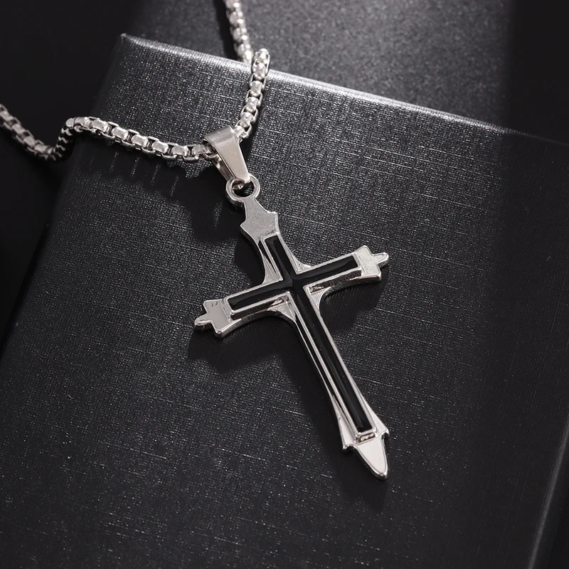 

Retro Classic Simple Zinc Alloy Cross Pendant Necklace Retro Religious Men and Women Jewelry Gift