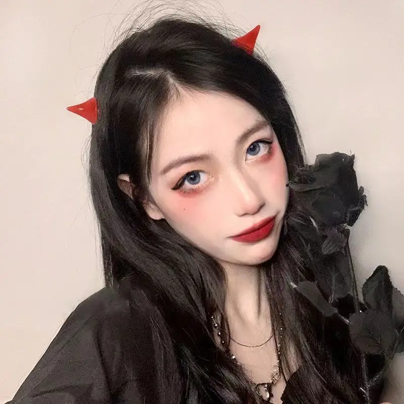 1 Pair Fun Halloween Hair Accessories Clip Cute Small Demon Horn Hairpins Festivals Gothic Party Girl Boy Cosplay Costume Props