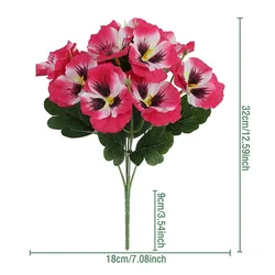 Vibrant Tricolor Violet Butterfly Pansy Artificial Flower Arrangement - 32cm Decorative Blooms for Home, Garden, and Events (Pink)