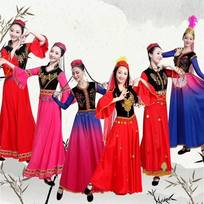 Elegant Xinjiang dance costume Female adult minority costumes Uyghur stage performance dress Chinese Folk Dance