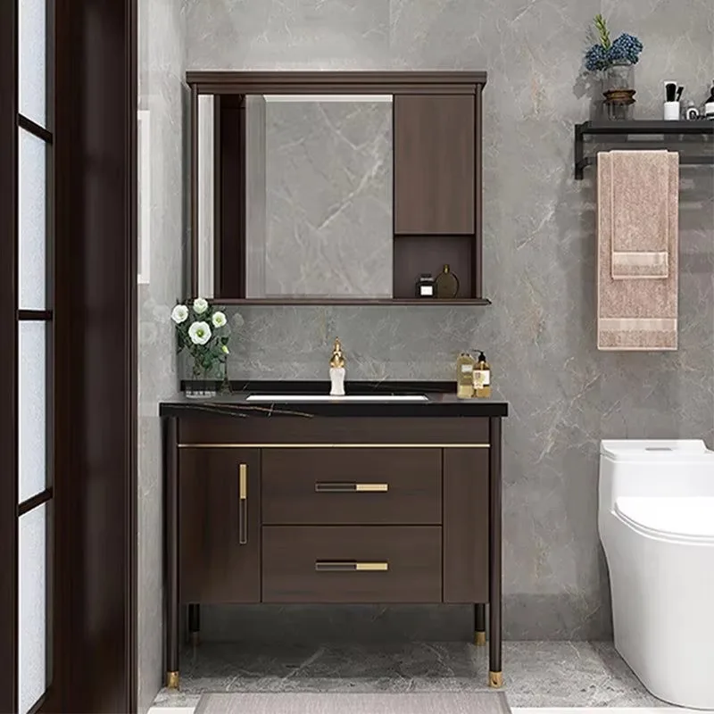 CBMmart Wood Plywood 61cm 24inch White Oak Hanging Washroom Cabinet Bathroom Vanity Furniture Sets with Led Mirror for home