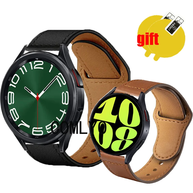 

3 в 1 кожаный ремешок для Samsung Galaxy Watch 6 Classic, 47 мм, 43 мм, 40 мм, 44 мм