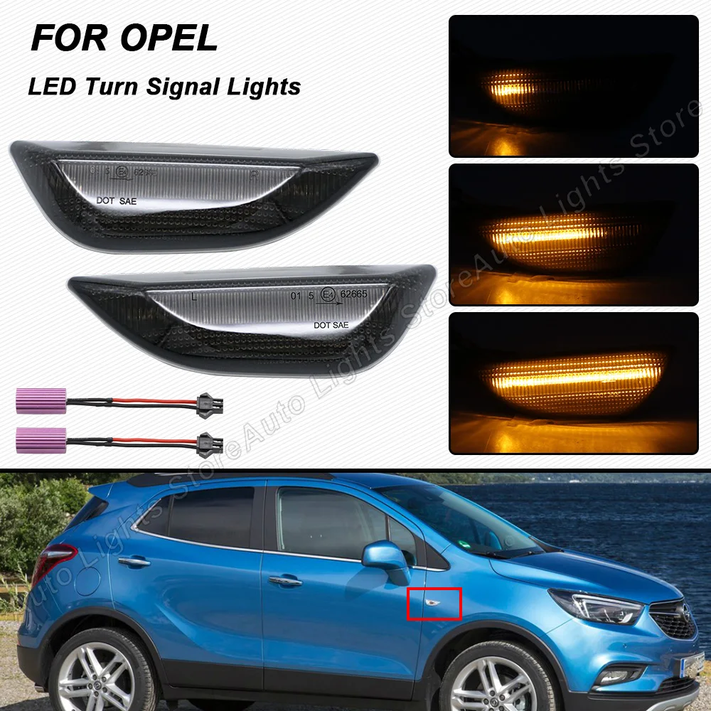 

2PCS LED Dynamic Turn Signal Blinker Lamps For Opel Mokka 2013-2016 X 2016-2019 Canbus Error Free Sequential Side Marker Lights