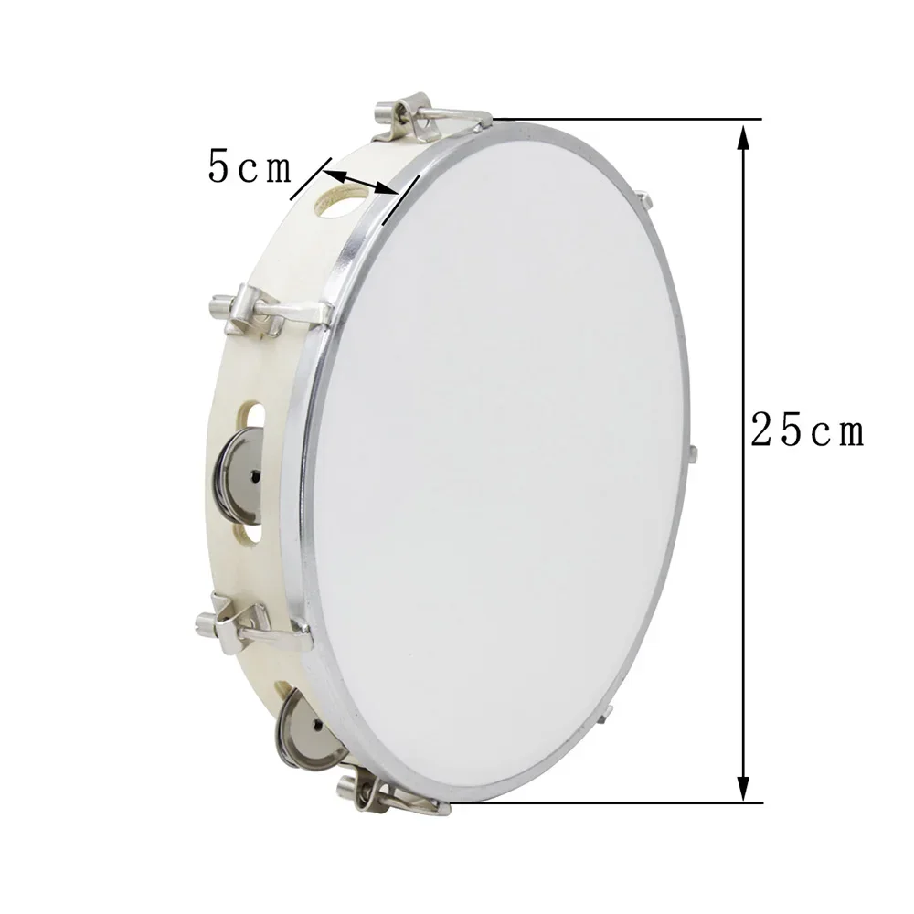 10 Inch Tambourine Hand-Rocking Bell Drum Wooden Tambourine Orff Percussion Instruments Children's Music Toys Kids Gifts