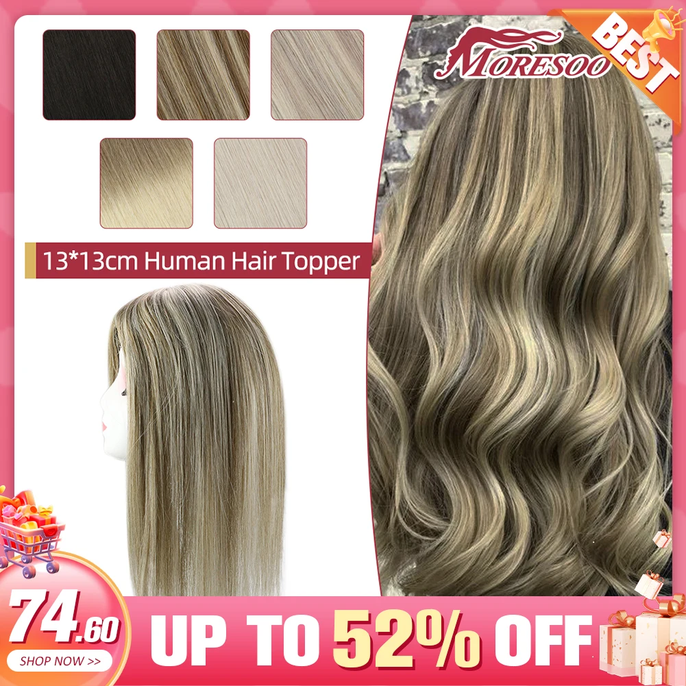 Moresoo Haar Topper 100% Echte Menschliche Haar Clip in Extensions Brasilianische Haar Maschine Remy Haar 13*13cm Mono und PU Top Unsichtbar