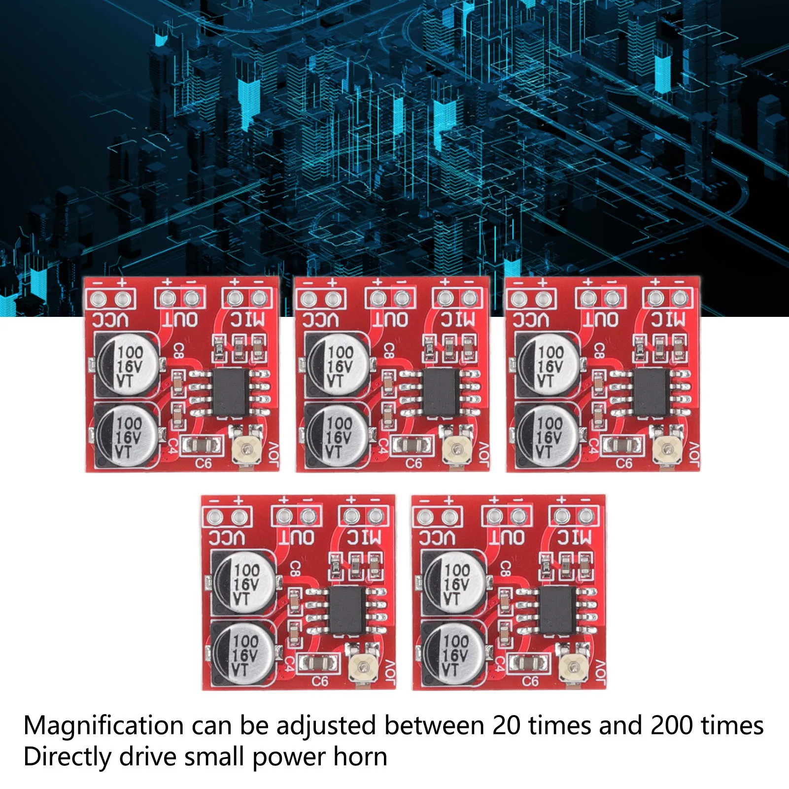 DC4V?12V 마이크 증폭기 모듈 일렉트릿 마이크 증폭기 모듈 가변 게인 LM386 20?200x DC4V?12V