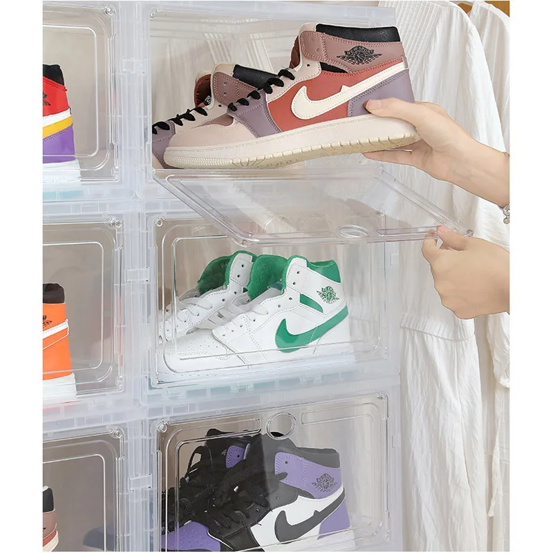 Caja para Zapatos Transparente, Cajas Organizadoras, Almacenamiento de  Zapatos Plegables y Apilables, Mueble Zapatero, Cajas Almacenaje Plástico  Con Separador