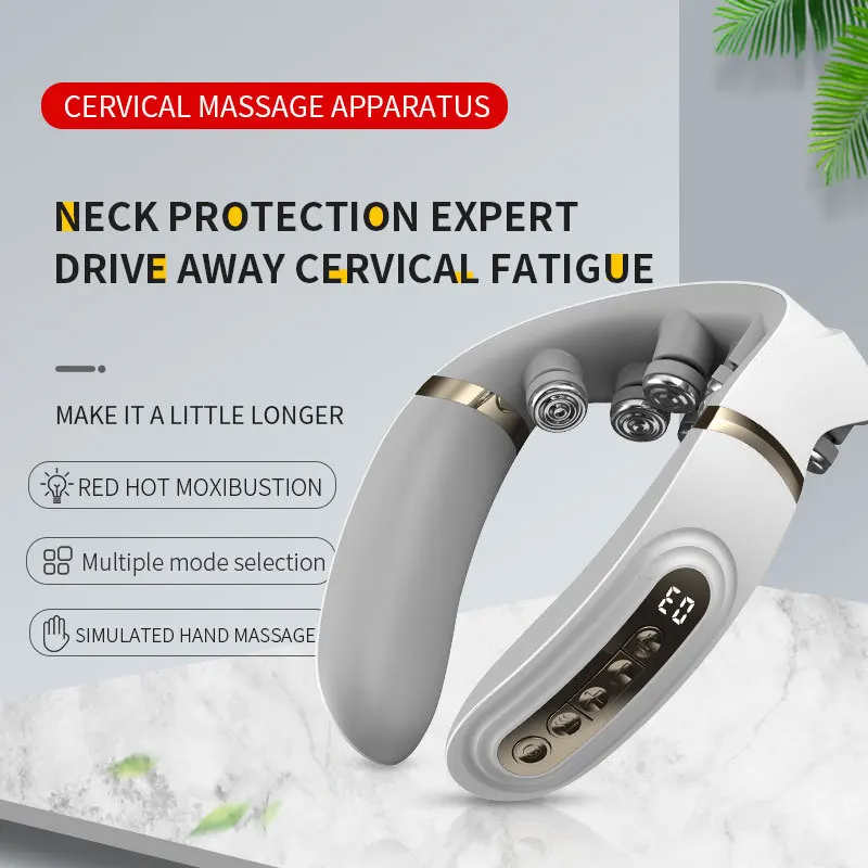 EMS Neck Massager Electric Neck Massage Machine Lymphatic Pulse Heating  Relax Neck Pain Relief Intelligent Cervical Massager - AliExpress