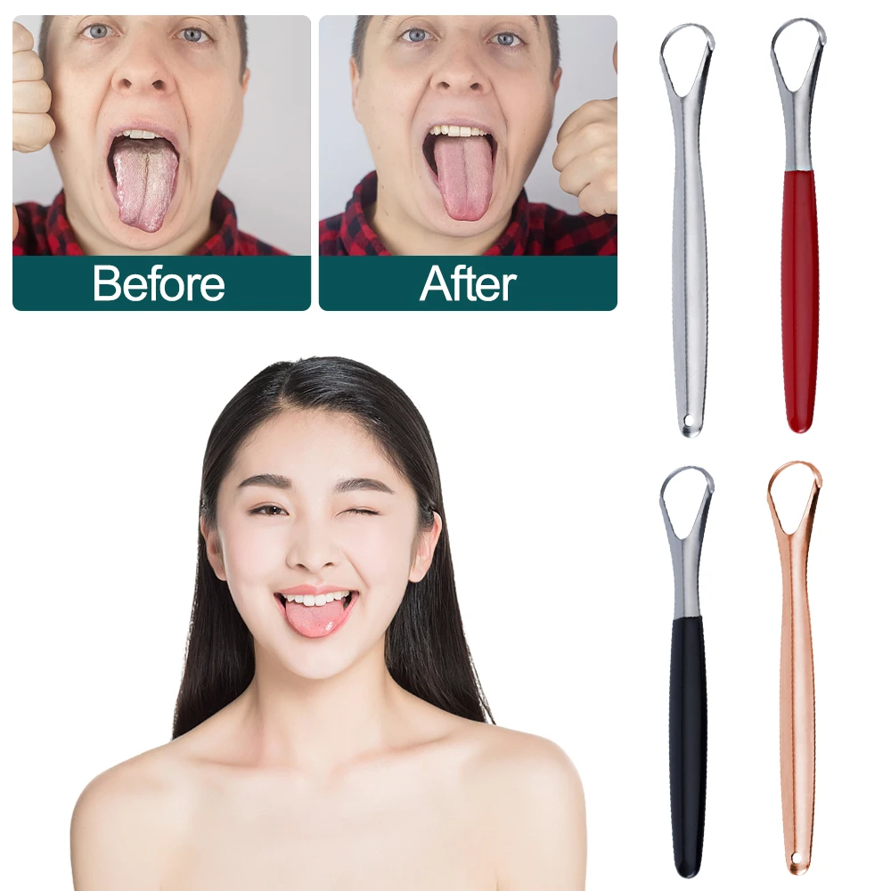

1Pcs Tongue Scraper Stainless Steel Tongue Cleaner Bad Breath Removal Fresh Breath Dental Oral Care Tools for Adult & Kids