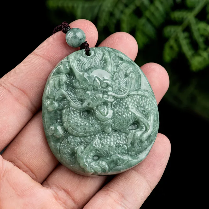 

Burmese Jade Dragon Pendant Jewelry Necklace Green Pendants Charms Emerald Natural Necklaces Choker Amulets Luxury Jadeite