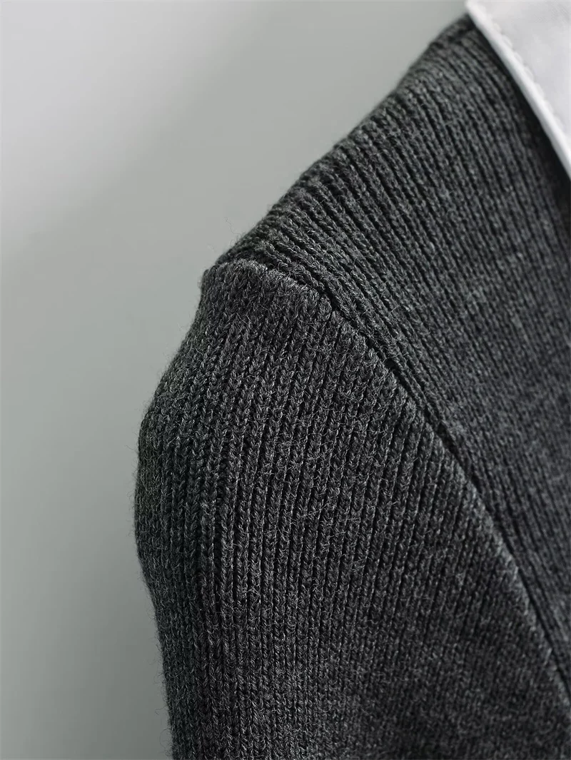 Korean Fashion Knitted Short Dresses for Women Autumn New Patchwork Long Sleeve Pleated A-line Y2K Sexy Party Dress with Belt