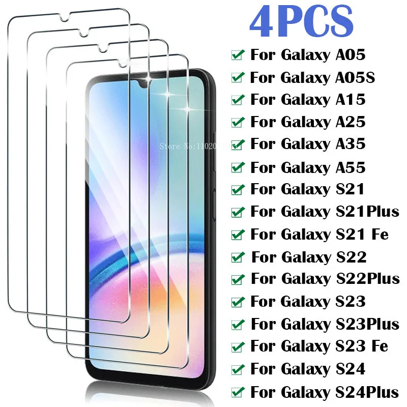 

3 шт. закаленное стекло для Samsung Galaxy S21 S22 S23 Fe S24 Plus, Защита экрана для Samsung A05 A05S A54 A55 A35 A15 A25Glass