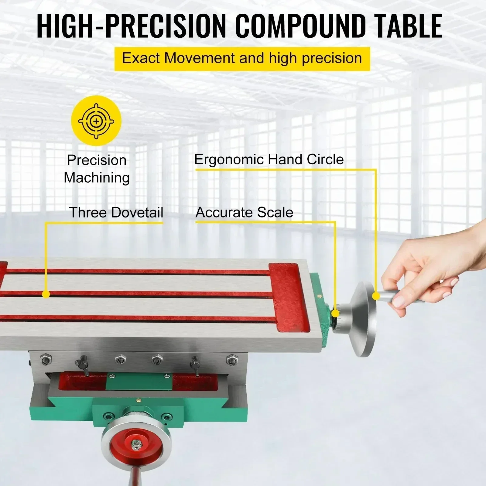 Milling machine tools,tilting milling table VEVOR Milling Table 17.7&times;6.7Inch Compound Slide Multifunction Worktable Cross Milling Machine Compound 2 Axis 4 Ways Drill
