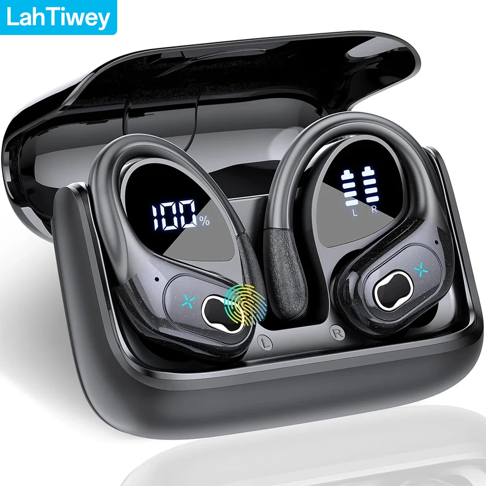 Enhanced Waterproof Sports Earbuds with Deep Bass and Noise Cancelling Mic