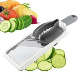 Multi Handheld Mandoline Slicer with Adjustable Stainless Steel Blade - Kitchen Vegetable Chopper and Cheese Grater (Mandoline Slicer)