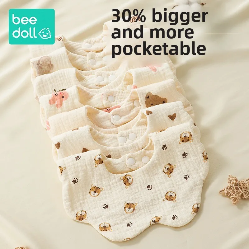 Baby saliva towel, pure cotton waterproof gauze bib, newborn baby anti-spitting milk bib, infant scarf, male