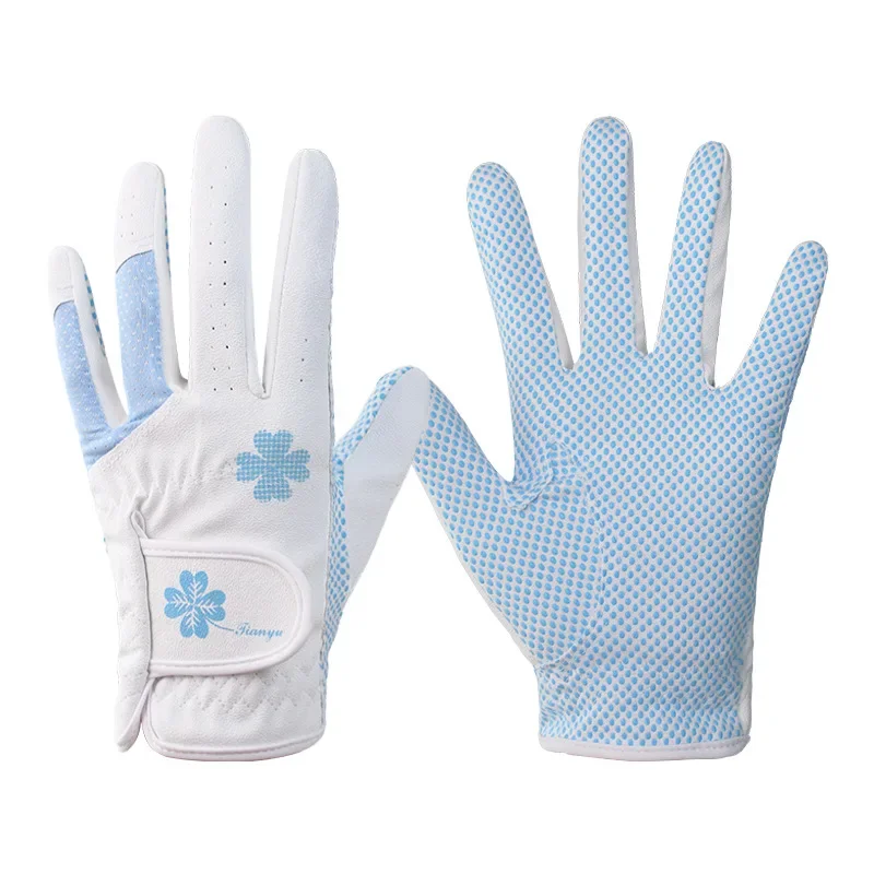 Women Golf Gloves,Stretch Ice Silk Fabric Splicing Comfortable And Breathable,Palm Silicone Particles Non-slip Golf Gloves