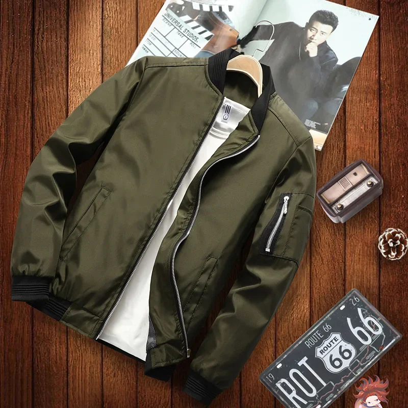 

Autumn Men's Bomber Jacket Male Zip Rib Streetwear Spring Slim Fit Pilot Baseball Coats Men Outerwear Clothing Plus Size M-6XL