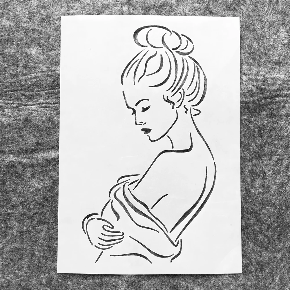 4Pcs/Set A4 29cm Love Kiss Girls Beauty DIY Layering Stencils Painting Scrapbook Coloring Embossing Album Decor Template