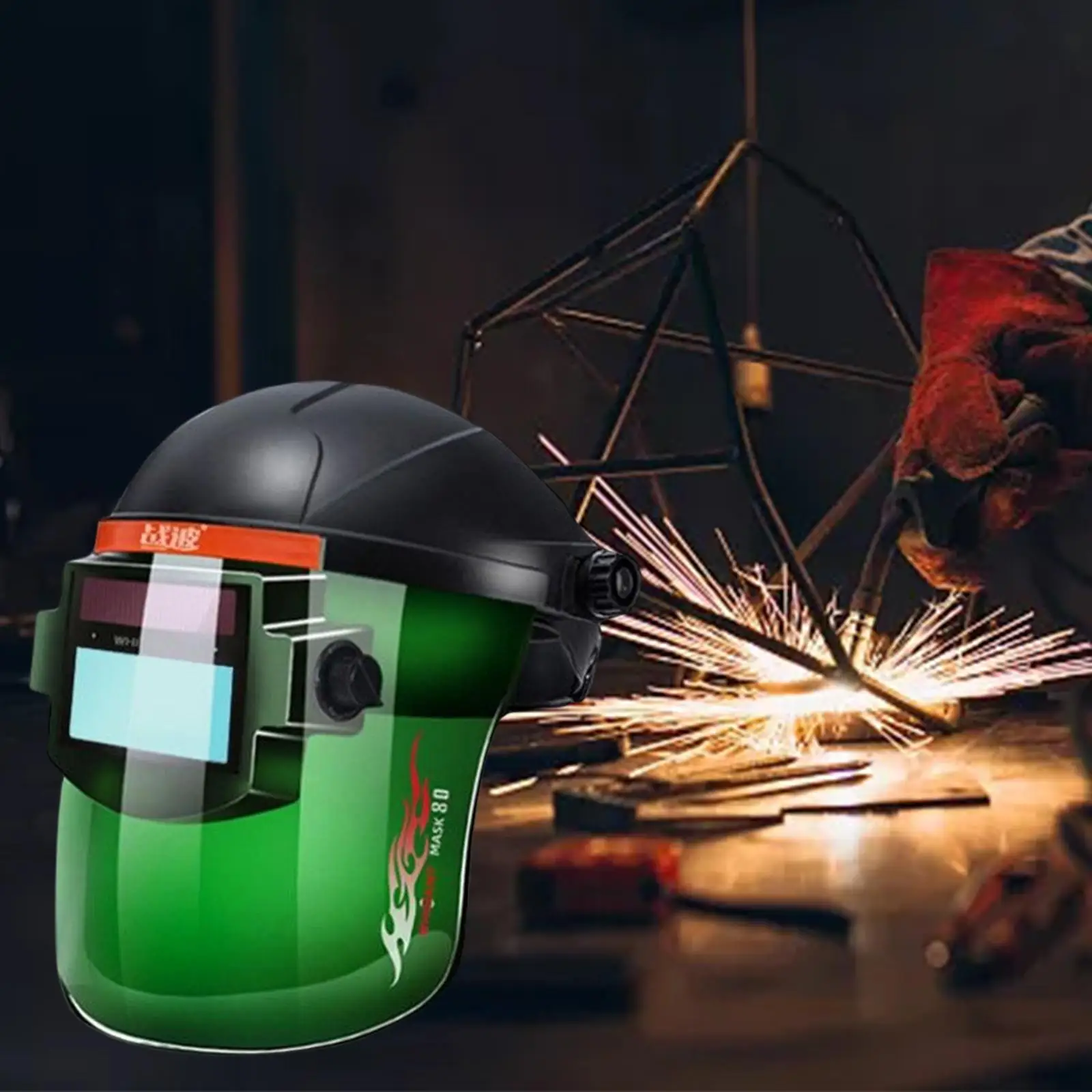 Casco Per Saldatura A Oscuramento Automatico | Maschera Protezione Viso Completa, Lenti Regolabili, Traspirante