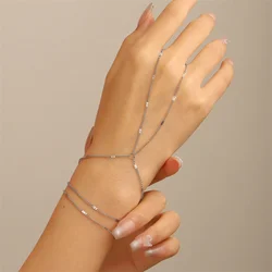 Elegant Minimalist Chain Finger Bracelet with Vintage Ball Beads (BR25Y0468 - 6)