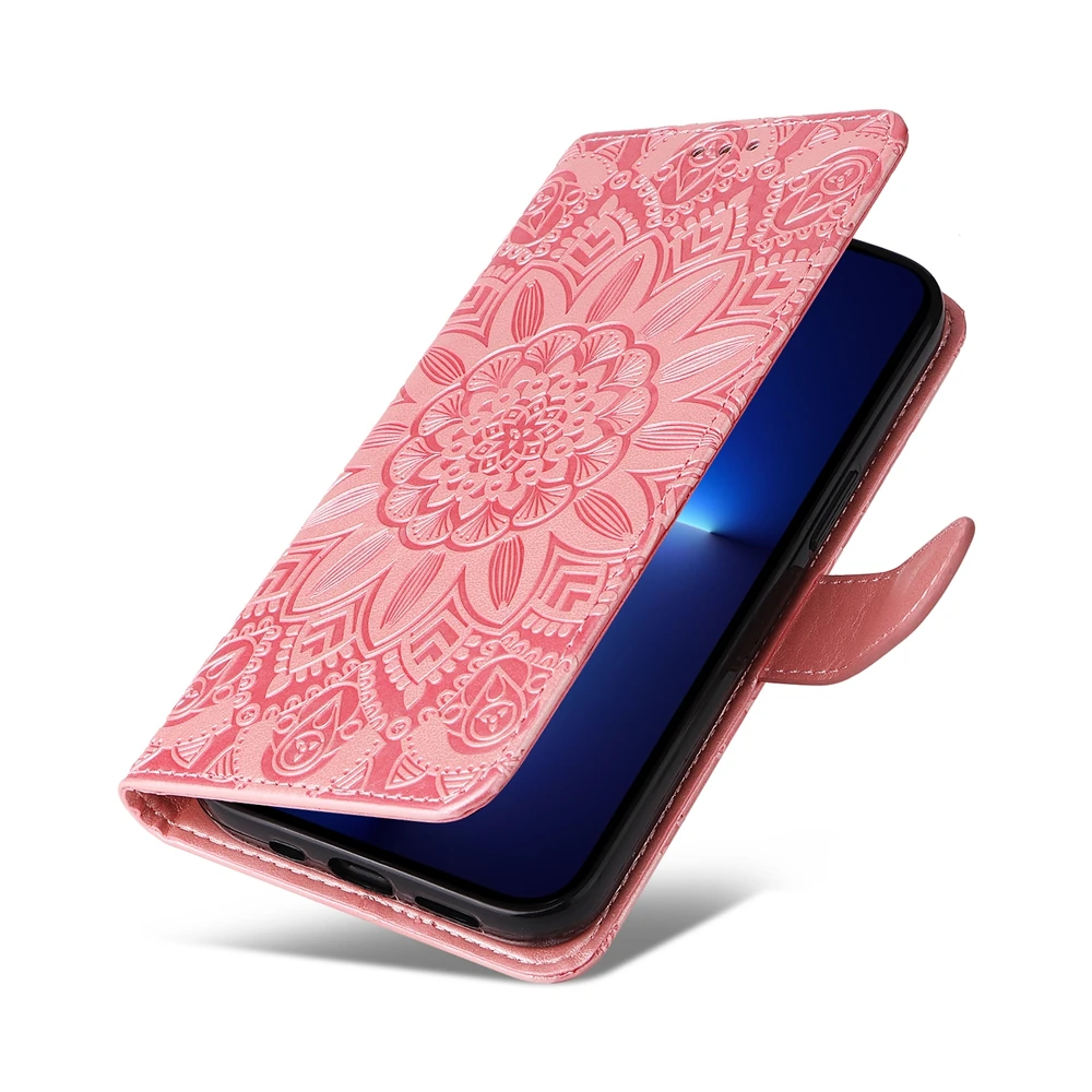 Magnetische Leder-Brieftaschenhülle für Samsung Galaxy S26 Plus Edge Ultra, Handyhülle mit Standfunktion, geprägtes Blumen- und Schmetterlingsmuster – Detail 8