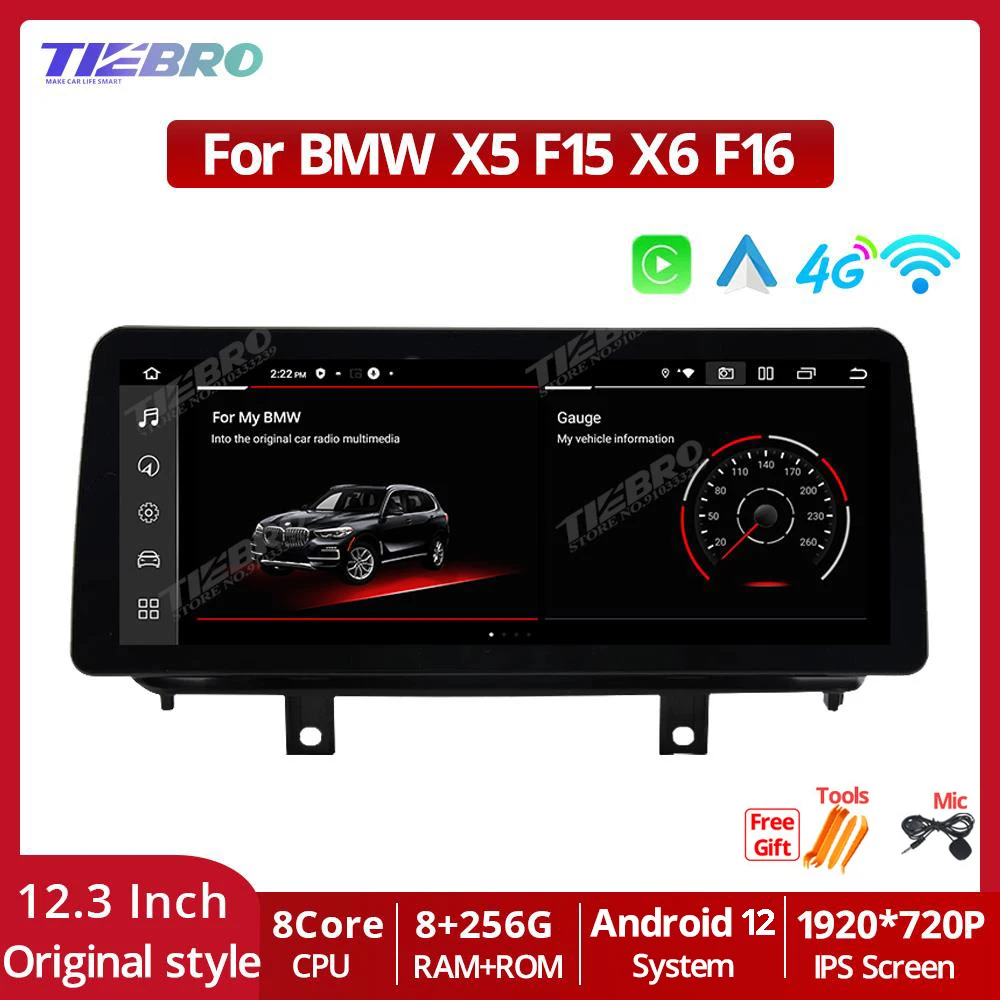 

Автомобильный мультимедийный плеер TIEBRO 12,3 дюймов 1920*720P Android GPS для BMW X5 F15 X6 F16 2013-2017 беспроводной CarPlay радио видеоэкран